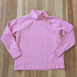 Talbots bright bubble gum pink mock neck button up sweater sweatshirt